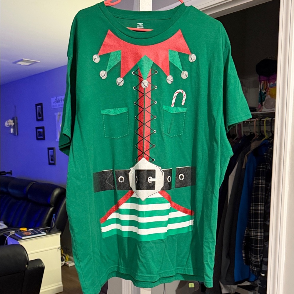 Men’s XXXL Festive Green Elf T-Shirt